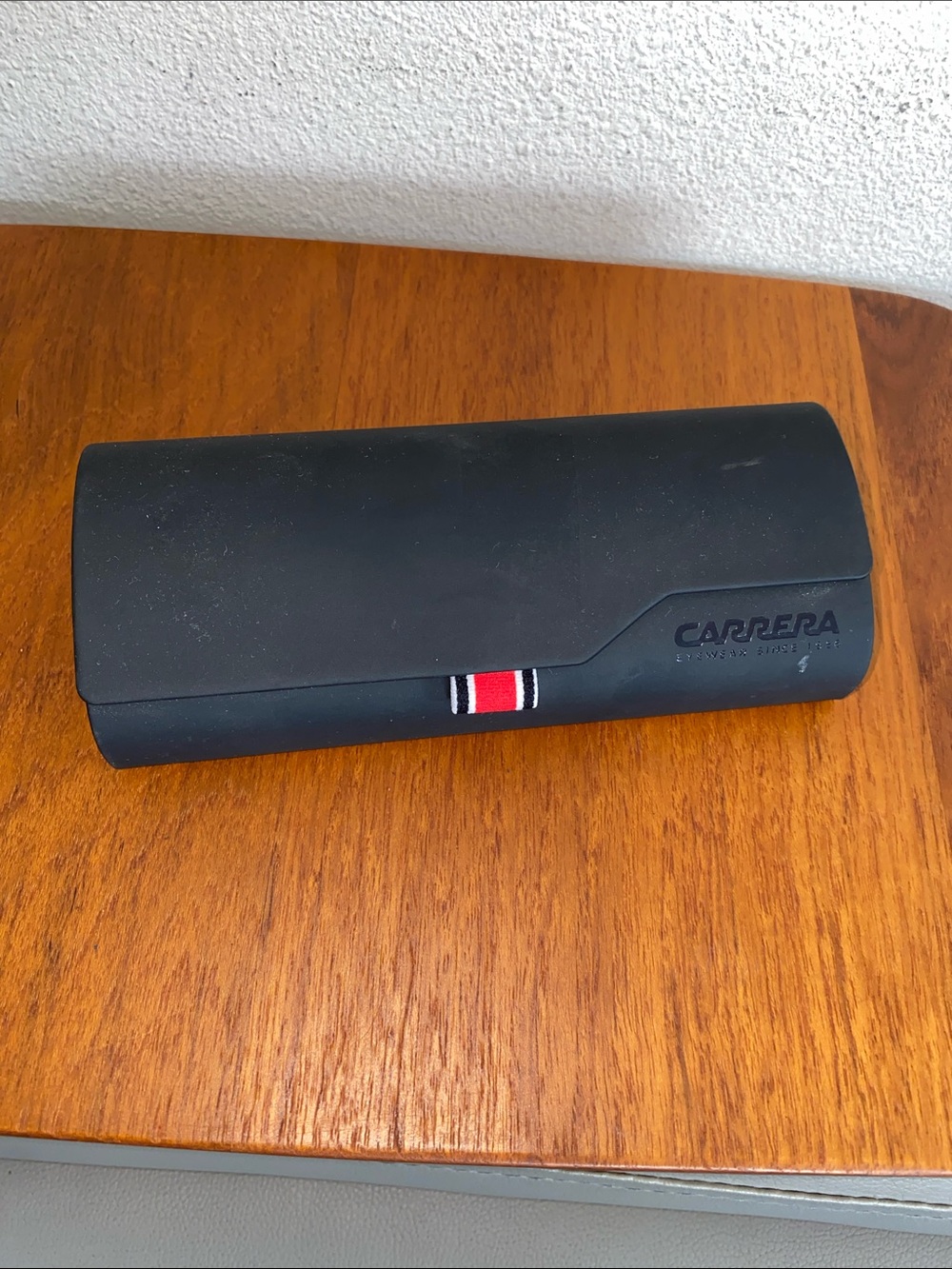 Carrera Black Sunglasses Case with Red and White Stripe